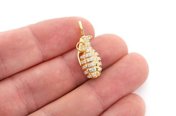Grenade Diamond Pendant 14k Solid Gold 0.40ctw