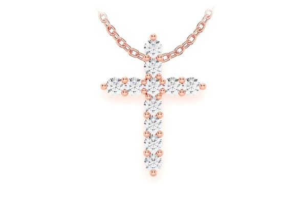 Hidden Bail Cross Pendant 14k Solid Gold 0.40ctw