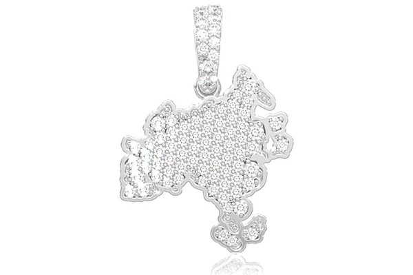 Asia Continent Diamond Pendant 14k Solid Gold 0.33ctw