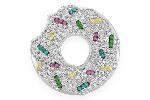 Sprinkled Donut Diamond Pendant 14k Solid Gold 2.05ctw