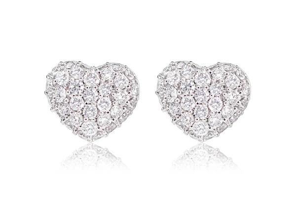 Bubbly Diamond Heart Stud Earrings 14k Solid Gold 0.50ctw