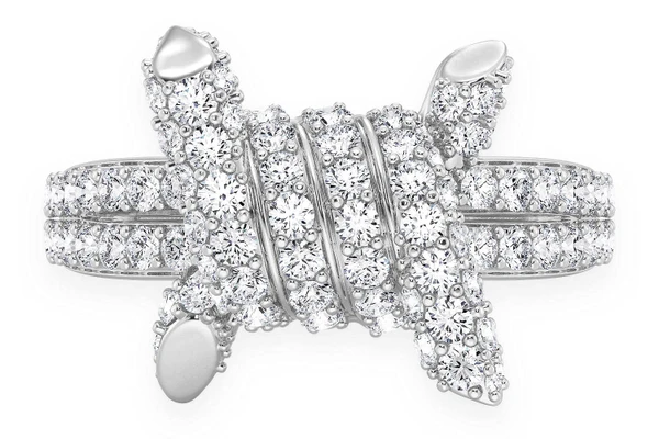 Barbed Wire Diamond Ring 14k Solid Gold 1.70ctw