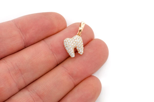 Dentist Diamond Tooth Pendant 14k Solid Gold .50ctw