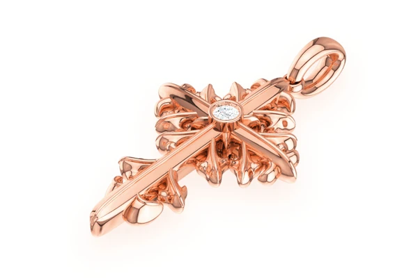 Filigree Cross 14k Solid Gold 0.02ctw