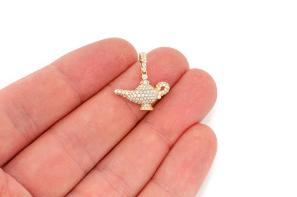 Magic Lamp Diamond Pendant 14k Solid Gold 0.50ctw