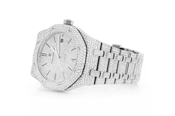 Audemars Piguet Royal Oak Steel - 22.50ctw Fully Iced Out