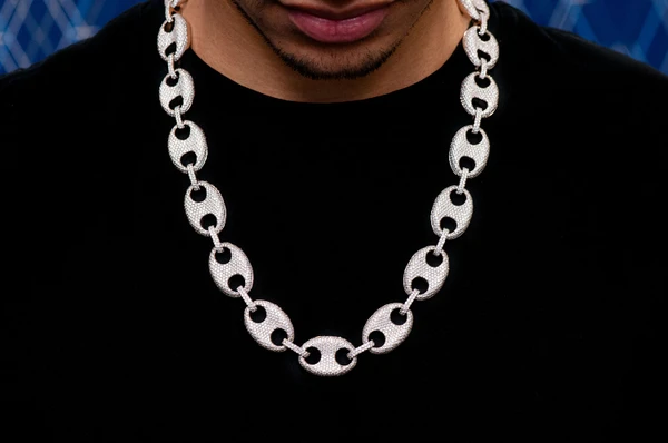 thumbnail image 2 of Men's 8mm Stainless Steel Mariner Chain Necklace – Puffed Links – Silver – H&J Jewelry 2 of 6