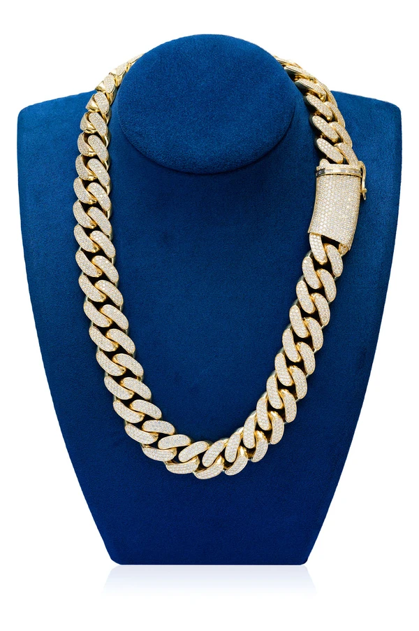 20MM Miami Cuban Link Diamond Necklace 14k Solid Gold 41.00ctw