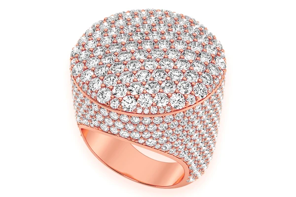 Round Signet Diamond Ring 14k Solid Gold 11.00ctw