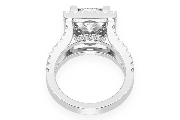 3.00ct Princess Solitaire - Two Row Split - Diamond Engagement Ring - All Natural Vs Diamonds