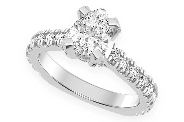 Thinn - 1.00ct Pear Solitaire - Single Row Scallop - Diamond Engagement Ring - All Natural
