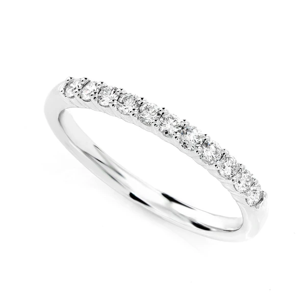 Eleven Stone Shared Prong Diamond Band Ring 14k Solid Gold 0.25ctw