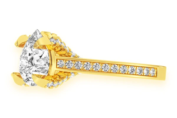 2.00ct Pear Solitaire -deluxe One Row Scallop - Diamond Engagement Ring - All Natural