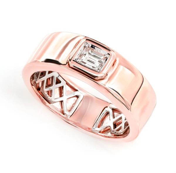Single Baguette Bezel Diamond Band 14k Solid Gold 0.25ctw