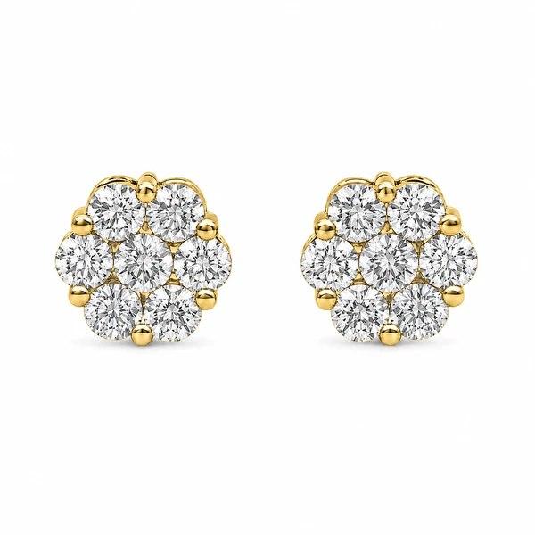 Flower Stud Earrings 14k   1.00ctw