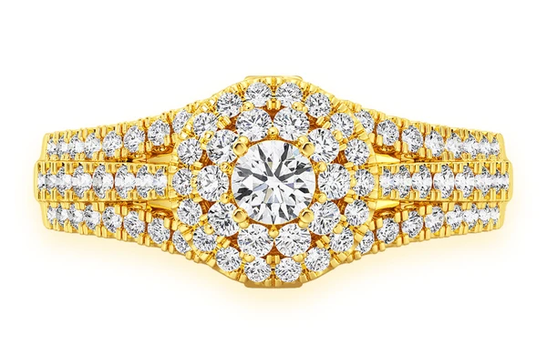 0.75ctw - Round Double Halo - Diamond Engagement Ring - All Natural