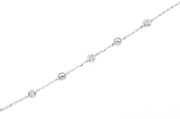 Bead & Bezel Diamond Bracelet 14k Solid Gold 0.05ctw