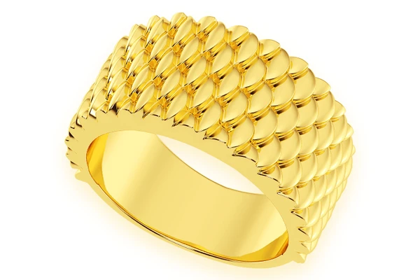 Dragon Scales Ring 14k Solid Gold