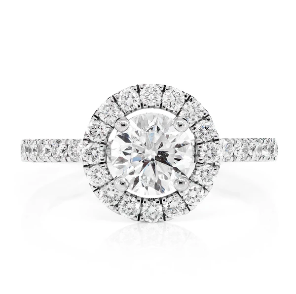 1.60ctw - One Row Halo - Diamond Engagement Ring - All Natural