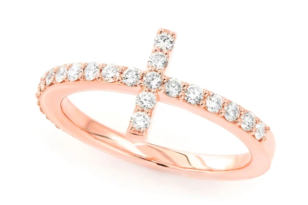 Cross Diamond Ring 14k Solid Gold 0.50ctw