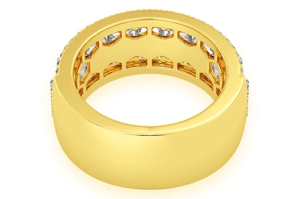 Baguette Round Bar Diamond Band 14k Solid Gold 2.25ctw