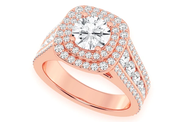 1.00ct Round Solitaire - Double Halo - Diamond Engagement Ring - All Natural