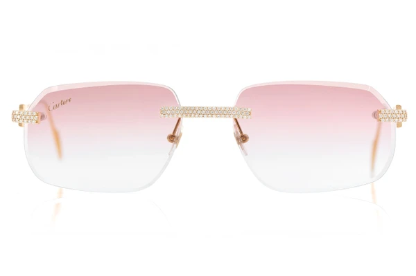 Cartier Glasses Iced Out Diamonds Rimless - Pink Fade Lens - 1.15ctw