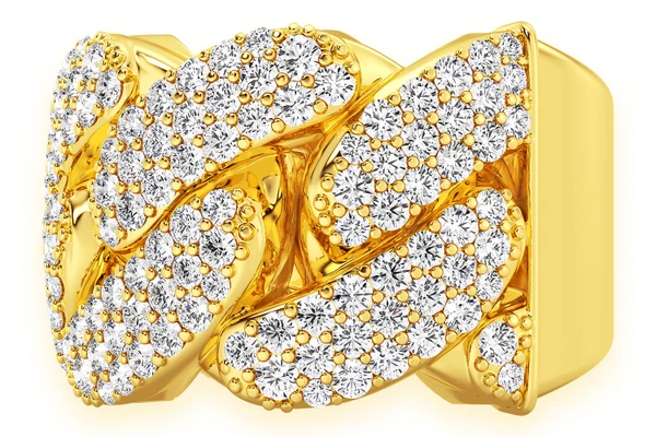 Super Miami Cuban Diamond Ring 14k Solid Gold 2.50ctw