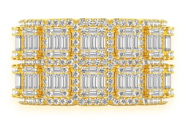 Two Row Baguette Border Diamond Ring 14k Solid Gold 2.25ctw
