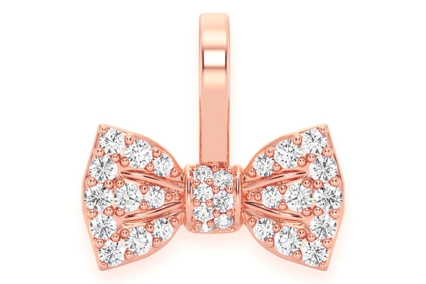 Bowtie Diamond Pendant 14k Solid Gold 0.20ctw