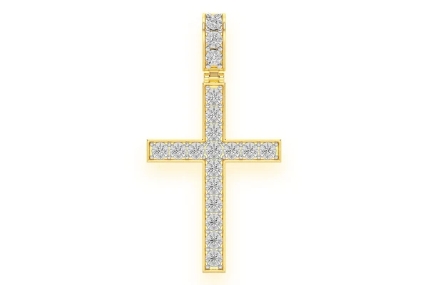 Miracle Set Cross Diamond Pendant 14k Solid Gold 0.75ctw