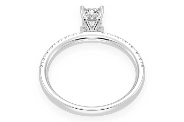 Thinn - 0.50ct Emerald Solitaire - One Row Under Halo - Diamond Engagement Ring - All Natural Vs Diamonds