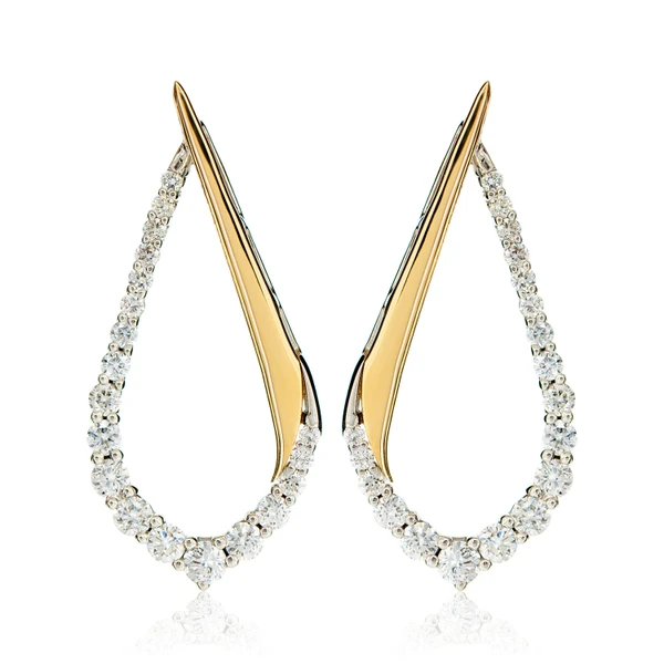 Diamond Half Graduated Tear Earrings 14k Solid Gold 0.45ctw