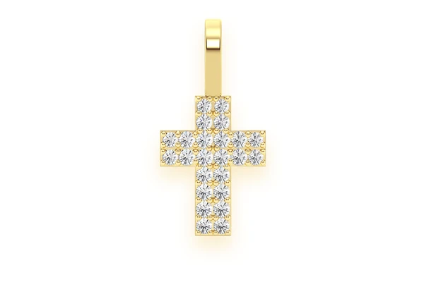 Two Row Cross Diamond Pendant 14k Solid Gold 0.25ctw
