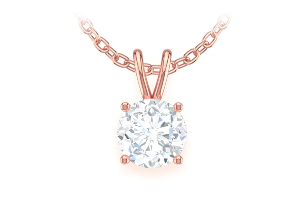 0.25ct Round Solitaire Diamond Pendant 14k Solid Gold