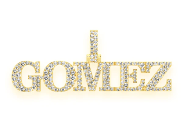 Custom Diamond Serifs Letter Nameplate Pendant 14k Solid Gold