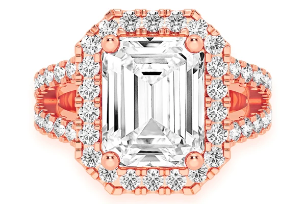 Sphinx - 3.00ct Emerald Solitaire - Two Row Split - Diamond Engagement Ring - All Natural Vs Diamonds