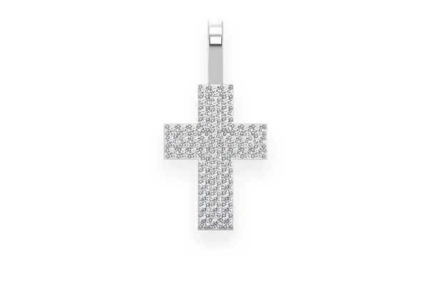 Two Layer Cross Diamond Pendant 14k Solid Gold 0.25ctw