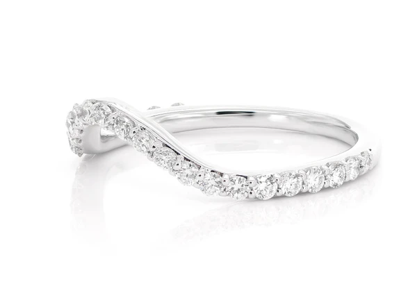 Pitch D Curved Diamond Band 14k Solid Gold 0.40ctw