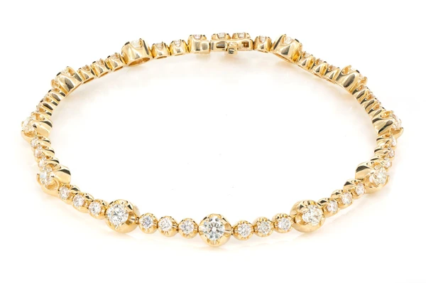 Eleven Station Crown Set Diamond Tennis Bracelet 14k Solid Gold 3.70ctw 