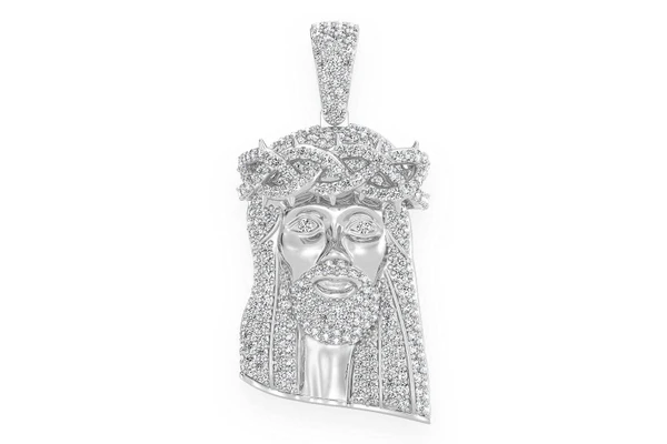 Jesus Diamond Pendant 14k Solid Gold 1.50ctw
