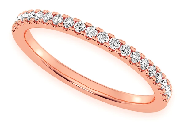 One Row Round Diamond Band 14k Solid Gold 0.15ctw