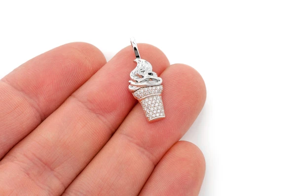 Ice Cream Diamond Pendant Two-Tone 14k Solid Gold .15ctw