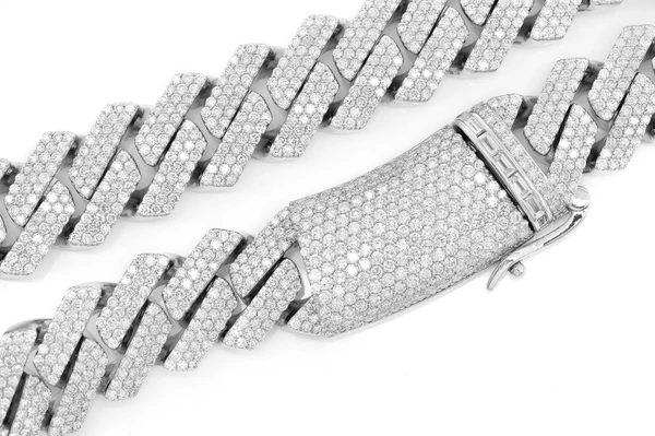 20MM Raised Prong Miami Cuban Diamond Necklace 14k Solid Gold 60.00ctw