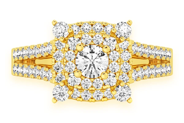 1.00ctw Round & Kite Halo - Diamond Engagement Ring - All Natural