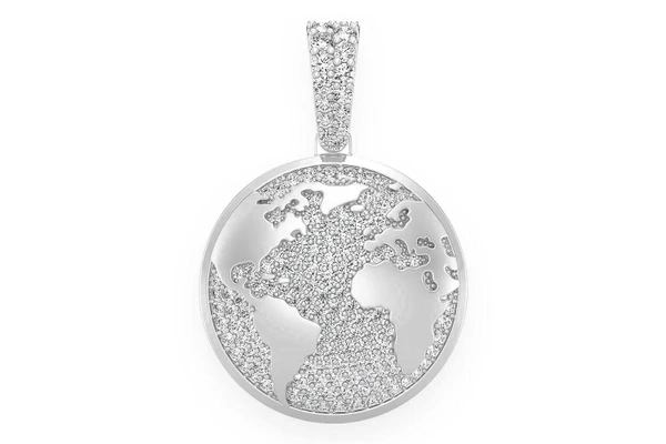 Globe Diamond Pendant 14k Solid Gold 0.75ctw