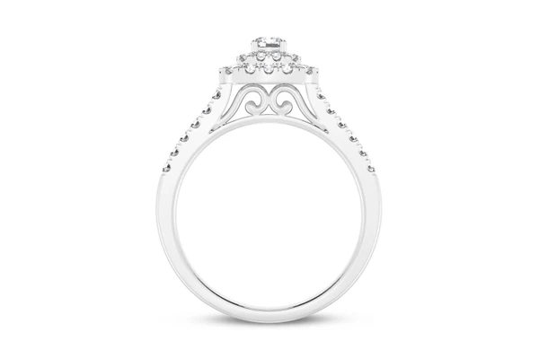 0.50ctw Three Layer Square- Diamond Engagement Ring - All Natural