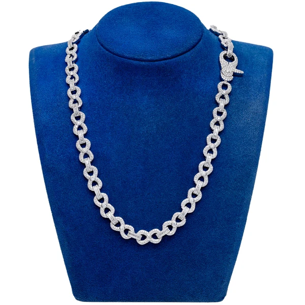 Bezel Infinity Diamond Link Necklace 14k Solid Gold 20.60ctw