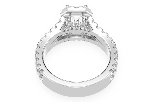 Sphinx - 1.00ct Emerald Solitaire - Two Row Split Scallop - Diamond Engagement Ring - All Natural Vs Diamonds