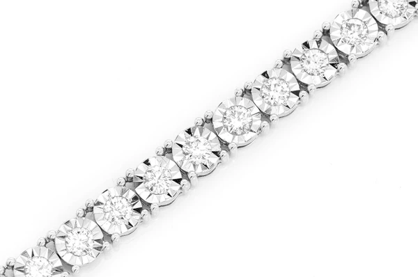 12pt Miracle Set Diamond Tennis Necklace 14k Solid Gold 12.00ctw